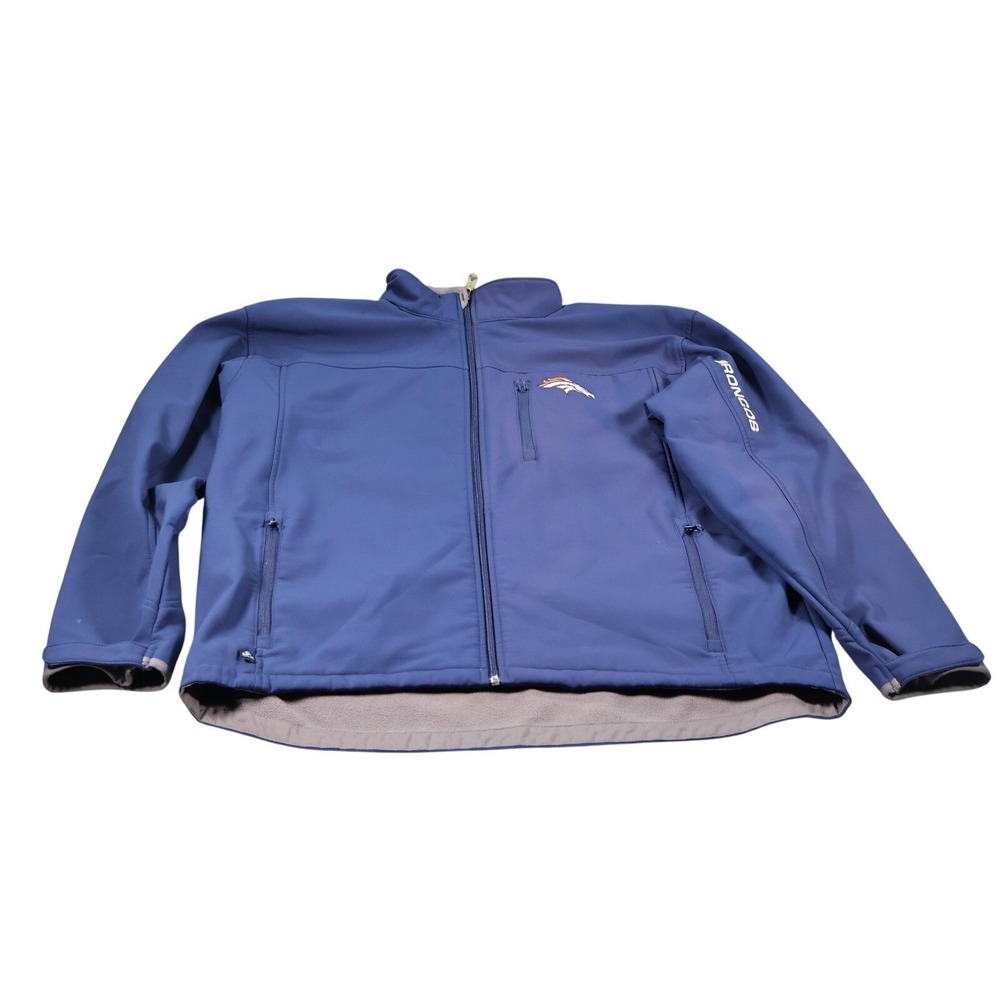 Denver‎ Broncos Jacket Mens 2XL Blue NFL Football Softshell Quarter Zip